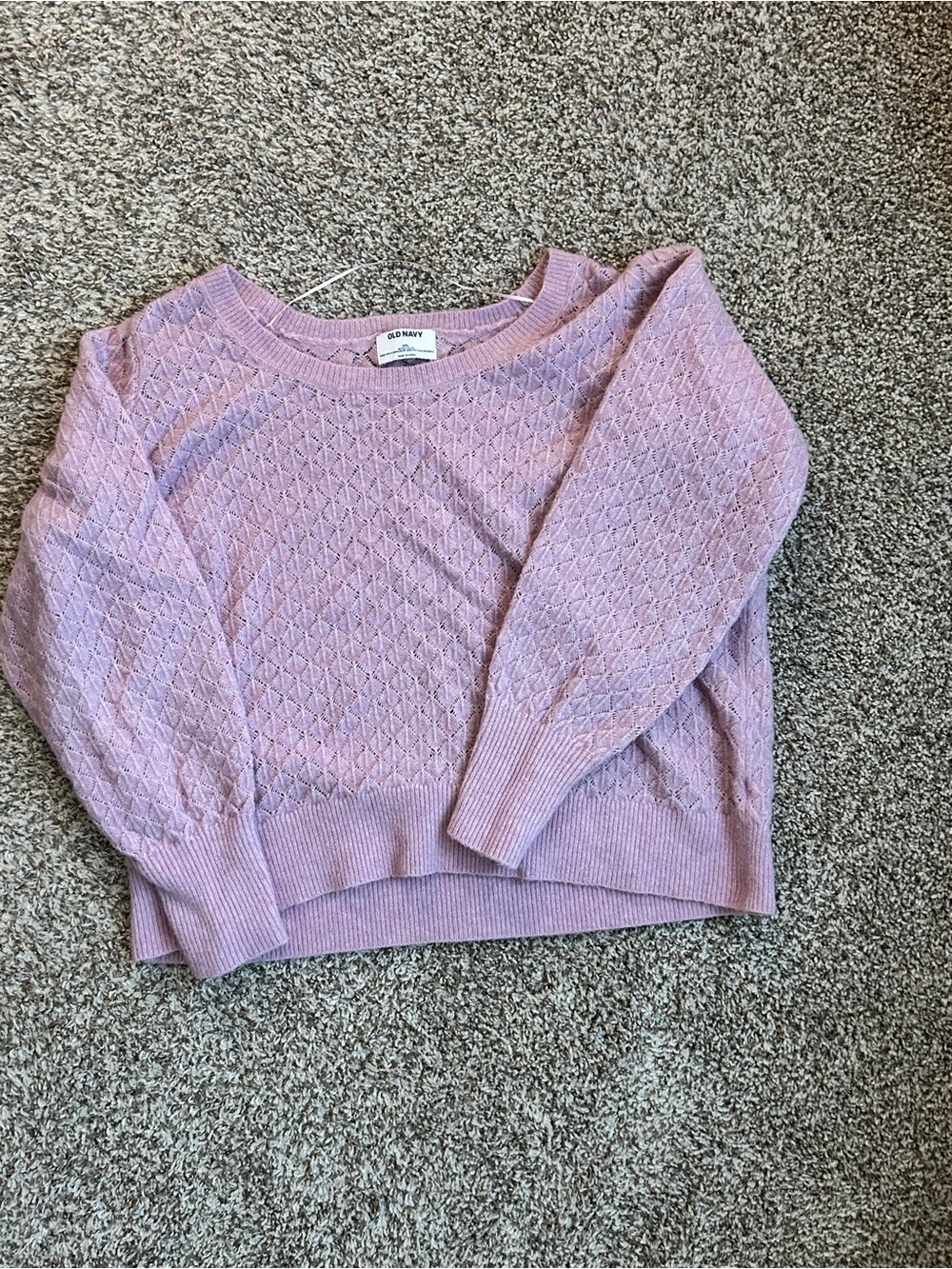 Old Navy Lavender Pointelle Crewneck Sweater